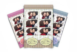 A set of three photo booth strips with the same image.