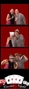 A couple posing for a photo booth picture.