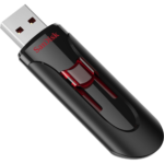 A black and red usb flash drive is shown.