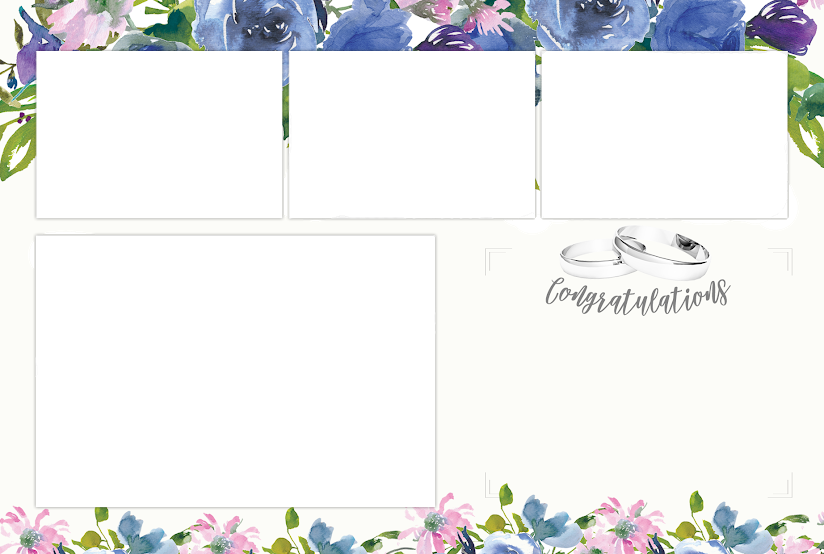 A photo frame with flowers and the words congratulations