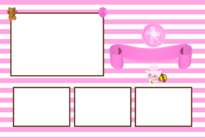 A pink striped background with black and white stripes.