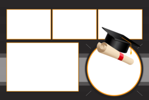 A graduation cap and diploma on top of a black background.