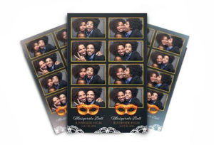 A couple of people are in a photo booth