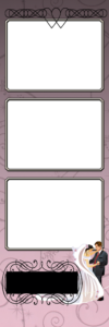 A pink background with two black frames on it.