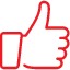 A red and black picture of a thumbs up