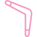 A pink line drawing of an object on a black background.