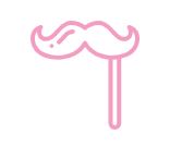 A pink and white picture of a mustache